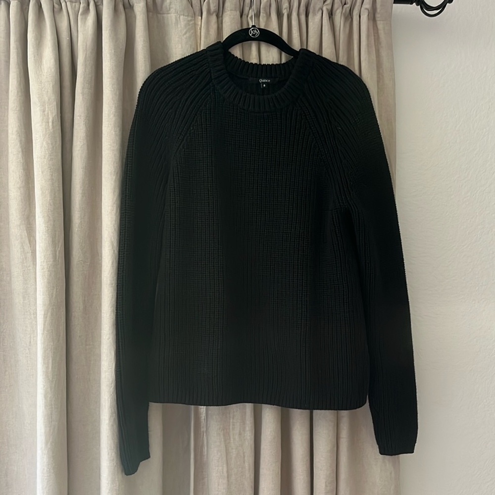 Quince Black Ribbed Crewneck Sweater - Picture 3 of 10